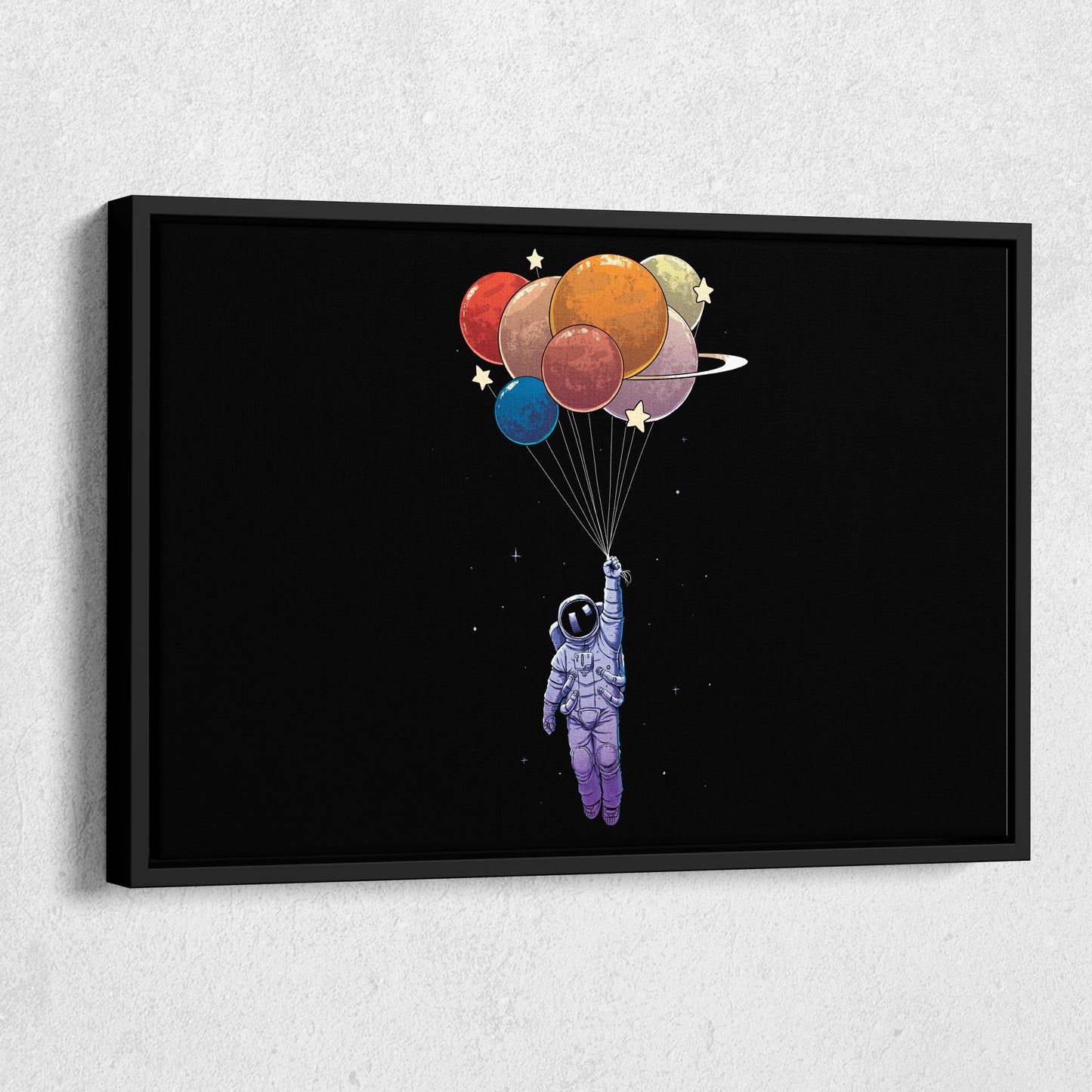 Astronaut Holding Colorful Balloons - Canvas Wall Art Decor