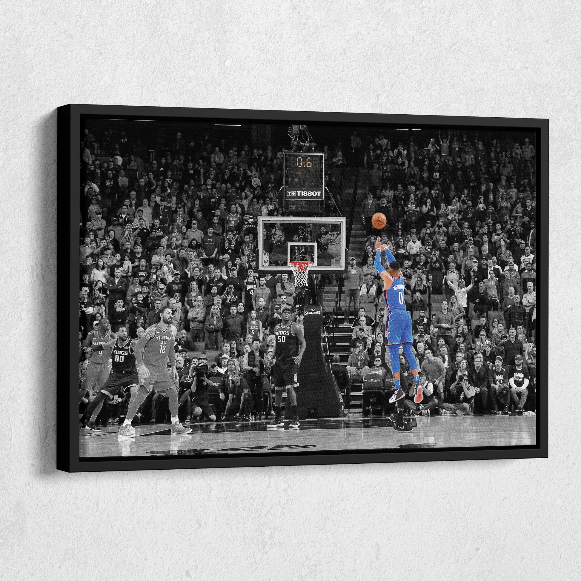 Russell Westbrook Buzzer Beater Canvas Art - NBA Thunder vs. Kings