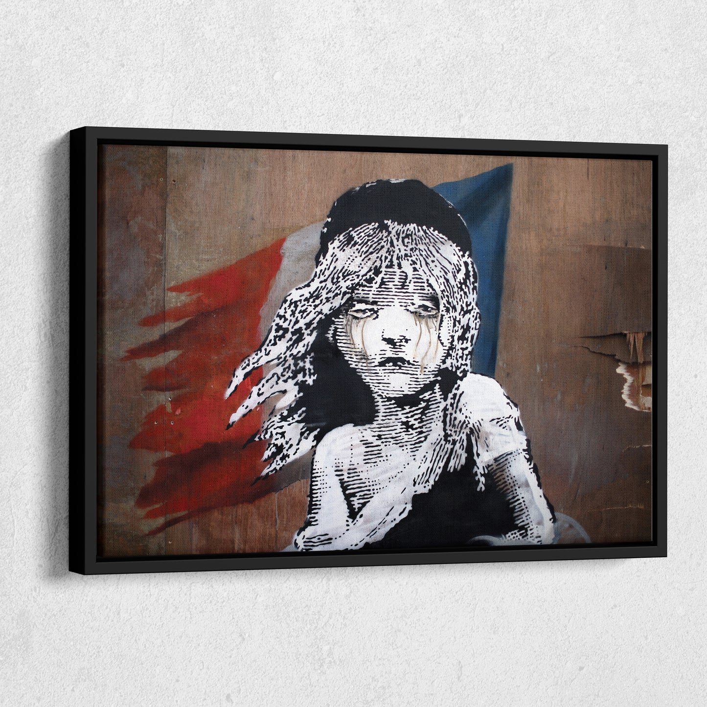 Banksy 'Les Misérables' Paris Mural Canvas Print - Framed Wall Art
