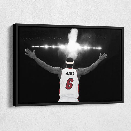 LeBron James Tosses Powder in the Air Miami Heat Canvas Wall Art Decor - NBA Superstar Art