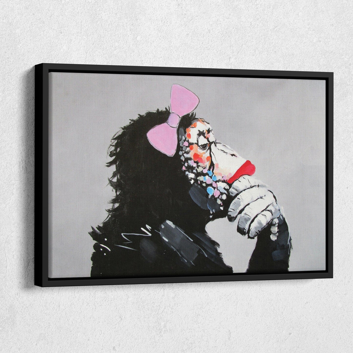 Banksy 'Female Monkey' Canvas Print - Framed Wall Art