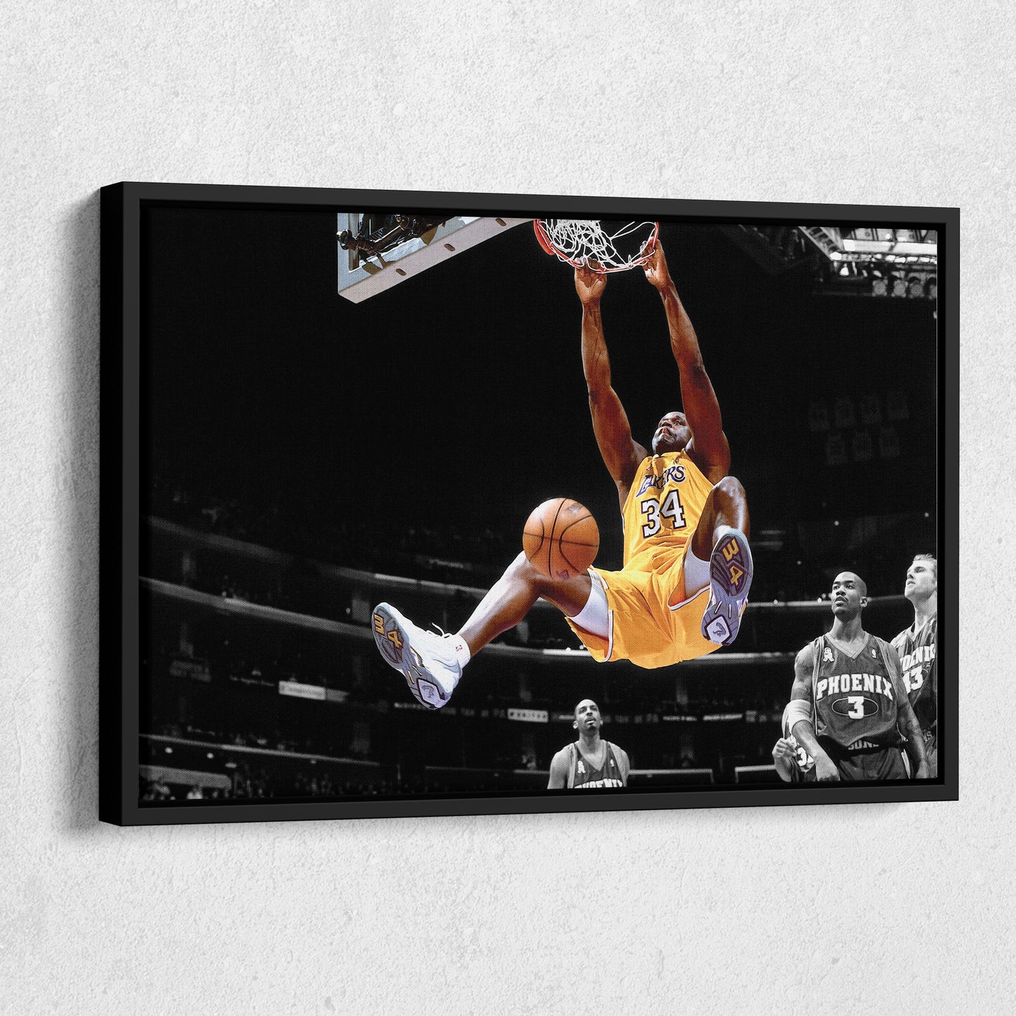 Shaquille O'Neal Dunking Canvas Art - NBA Lakers Sports Poster