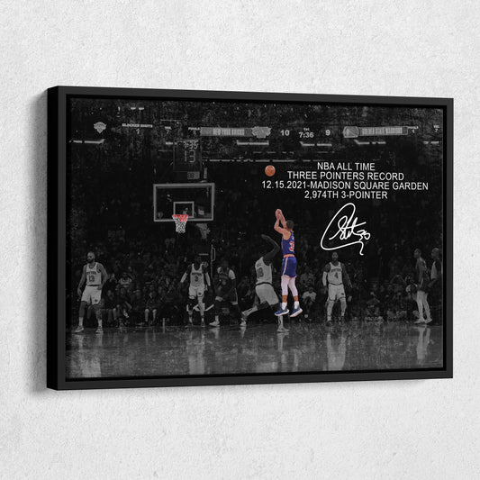 Stephen Curry Record Breaking 3-Pointer Canvas Art - NBA Wall Decor