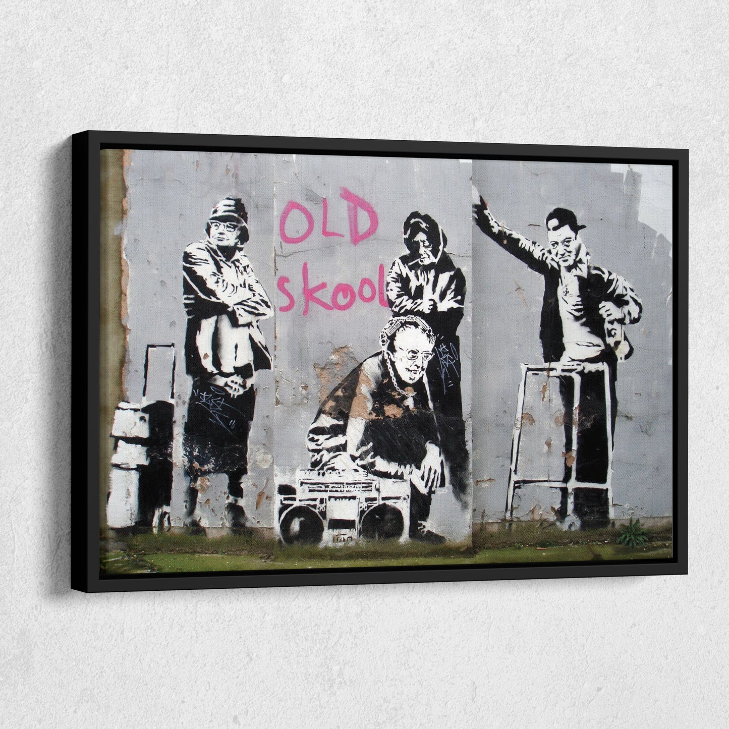 Banksy 'Old School' Canvas Print - Framed Wall Art