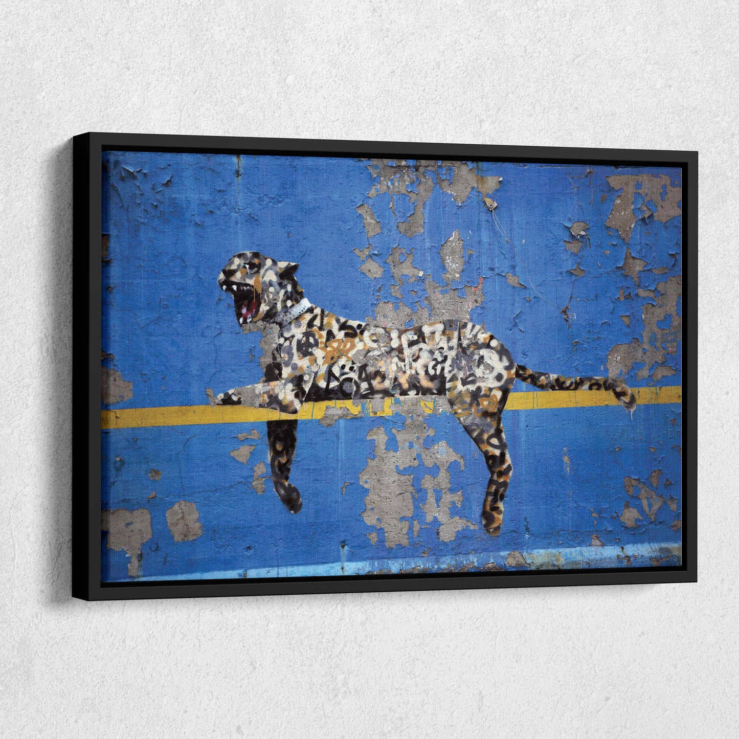 Banksy 'Bronx Zoo Leopard' Street Art Canvas Print - Framed Wall Art