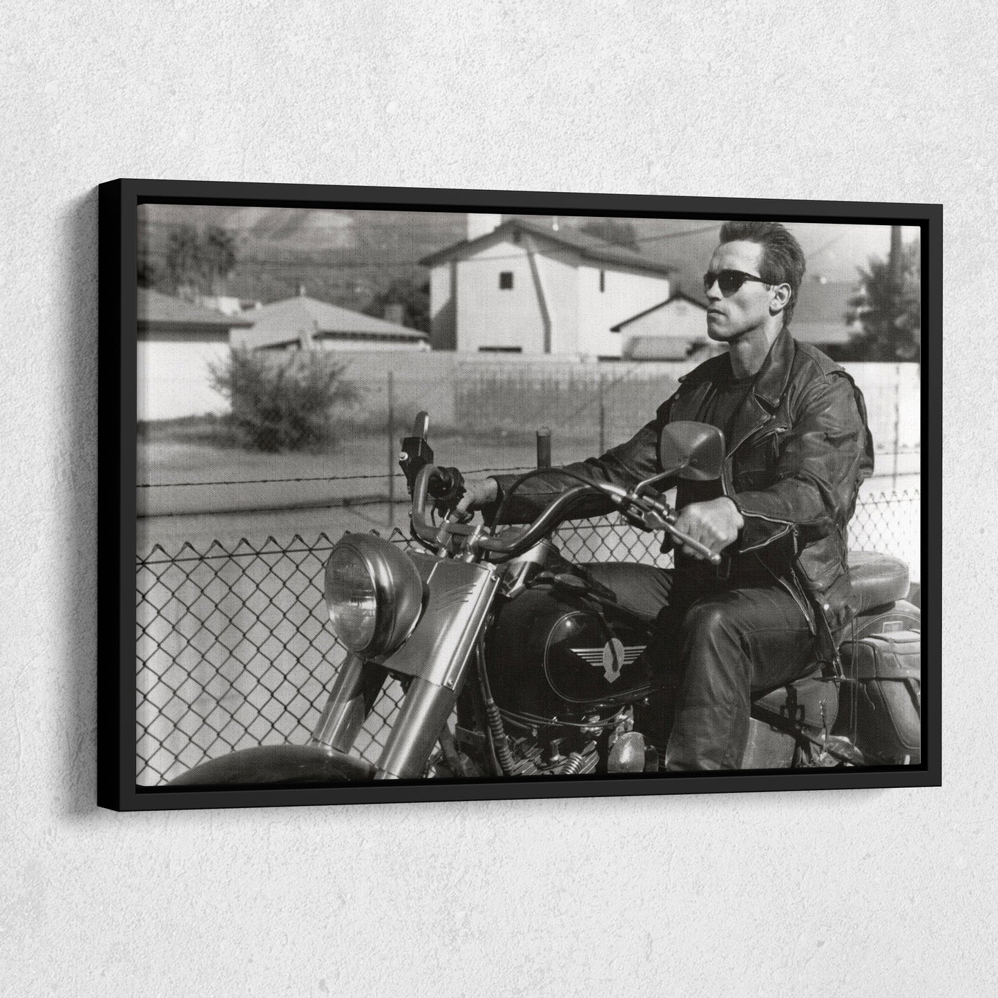 Arnold Schwarzenegger Terminator Movie Scene Canvas Print – Motorcycle Wall Art for Home & Office Decor