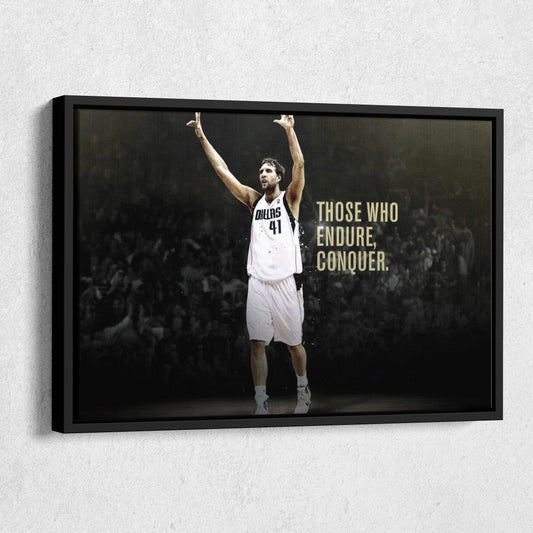 Dirk Nowitzki Basketball Quotes Canvas Wall Art – NBA Legend Poster