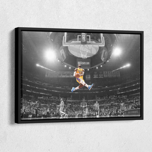 LeBron James Dunk Basketball Canvas Wall Art – NBA King in Action