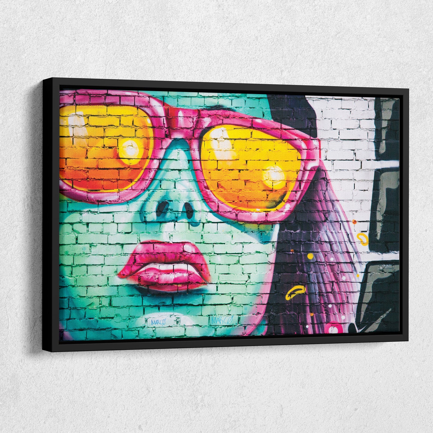 Banksy 'Cool Girl on Wall' Canvas Print - Framed Street Art