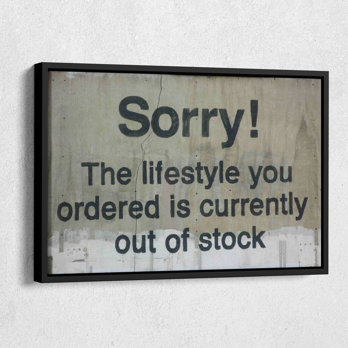 Banksy 'Out of Stock' Quote Canvas Print - Framed Wall Art