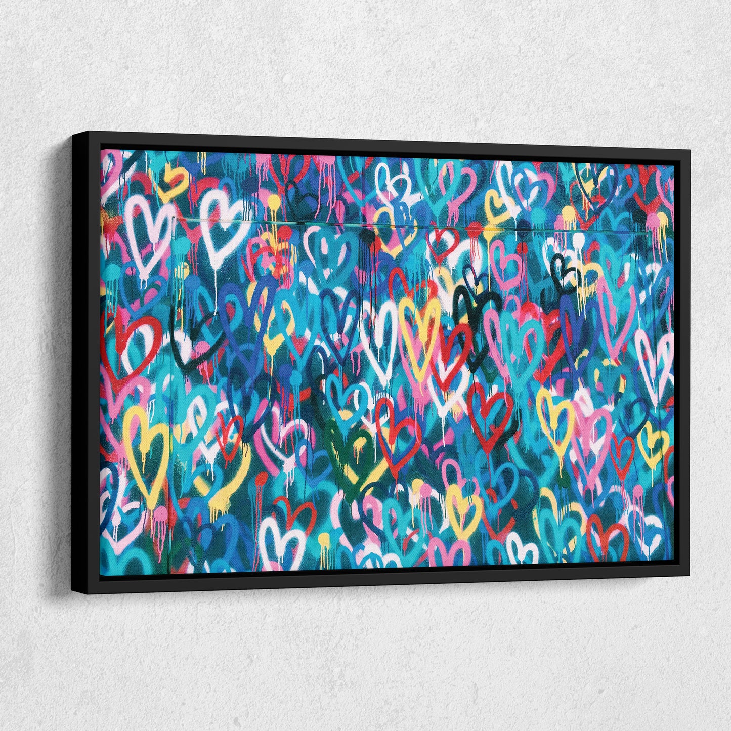 Banksy 'Love Hearts' Graffiti Canvas Print - Framed Wall Art