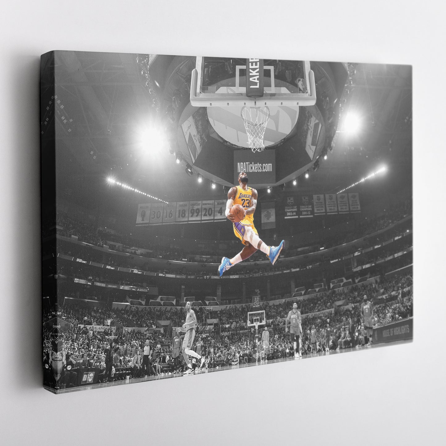 LeBron James Dunk Basketball Canvas Wall Art – NBA King in Action