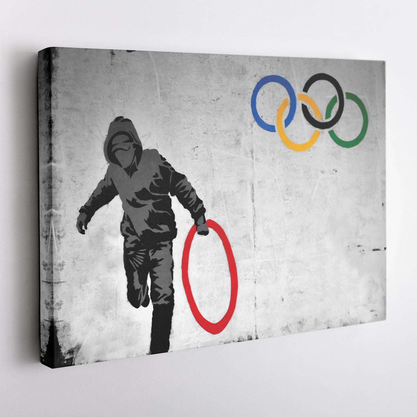 Banksy 'Olympic Ring' Canvas Print - Framed Wall Art