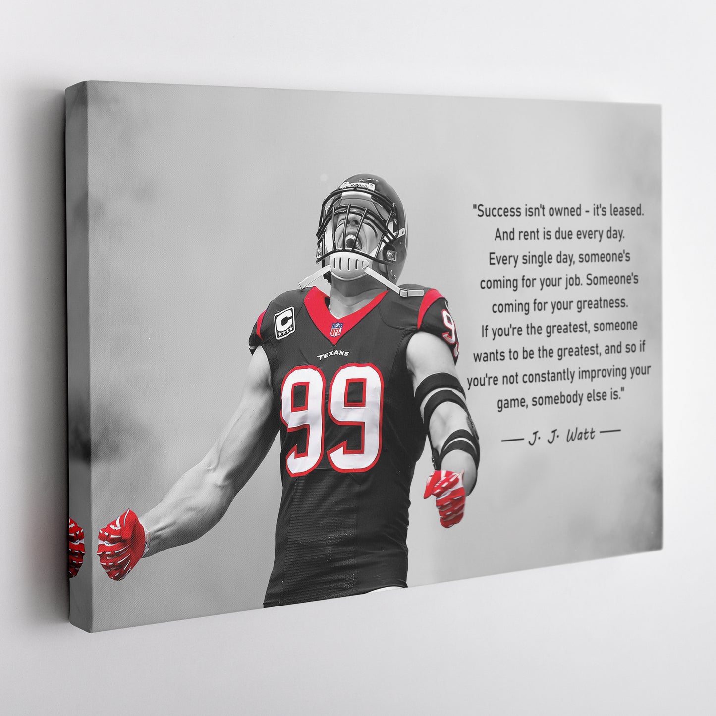 J.J. Watt Motivational Quote Canvas Wall Art Decor - NFL Legend Art