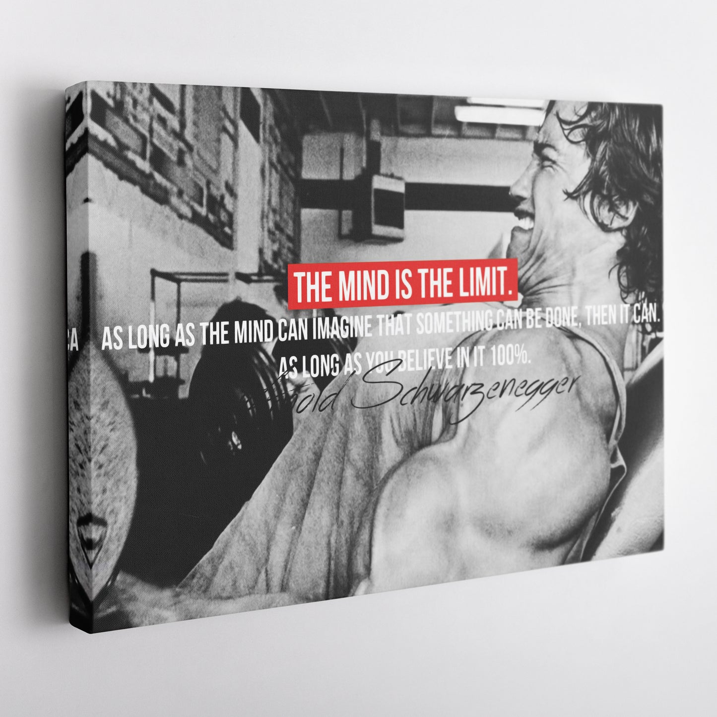 Arnold Schwarzenegger Motivational Quote Canvas Print – Wall Art for Home Office & Fitness Decor