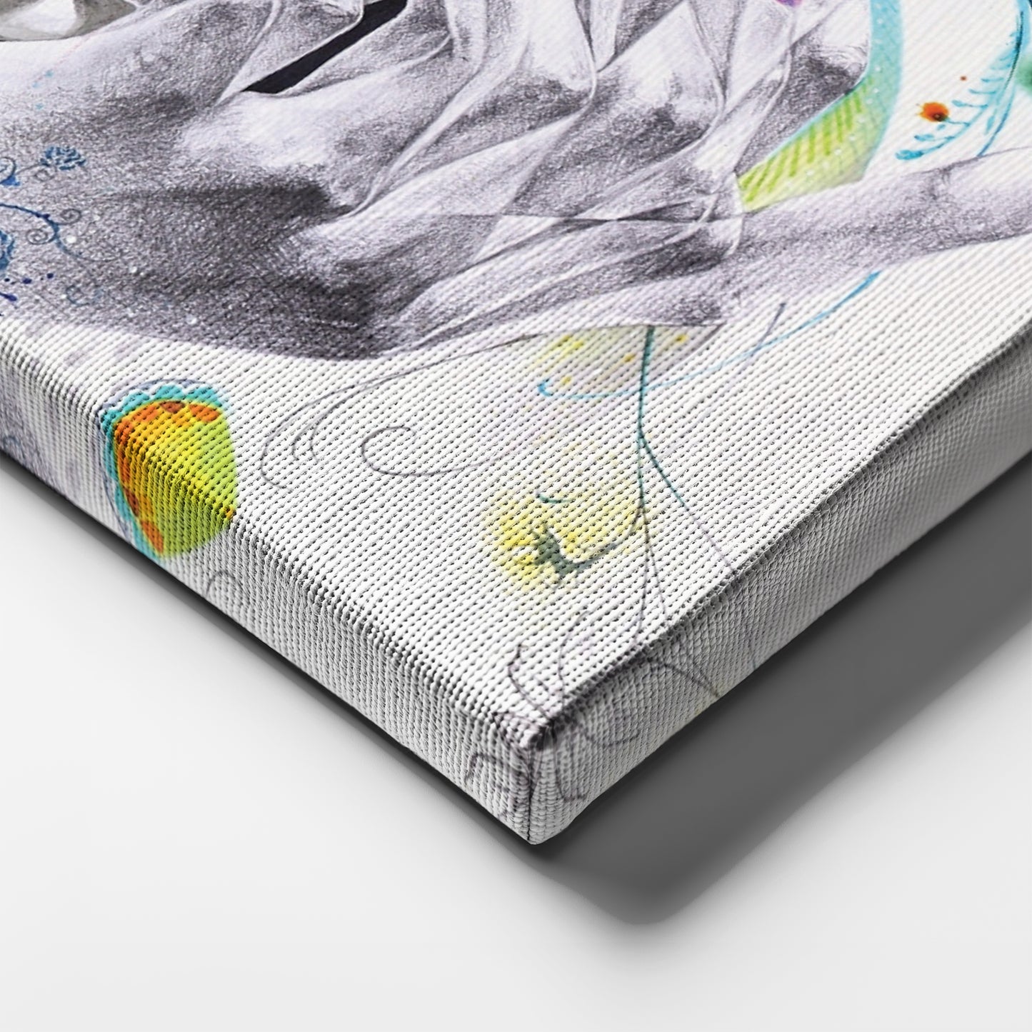 Abstract Painting of Girl with Flowers - Canvas Wall Art Decor