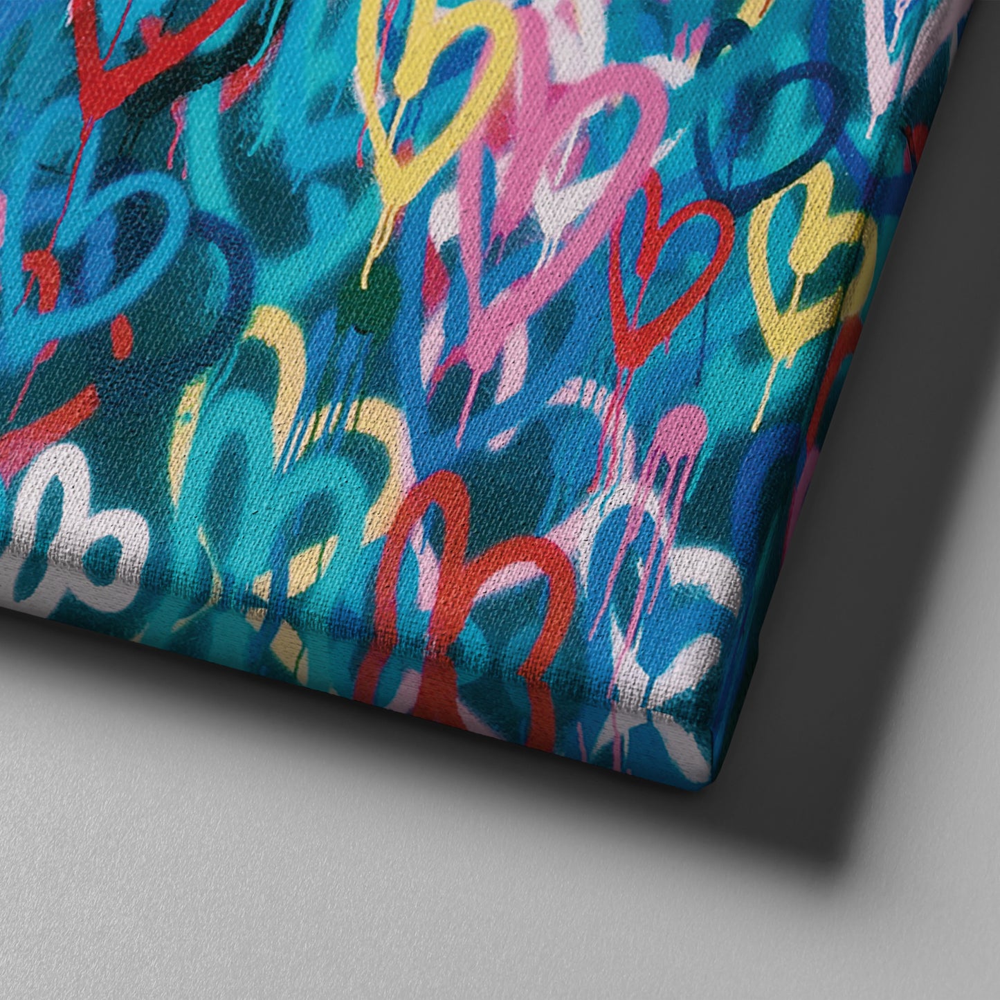 Banksy 'Love Hearts' Graffiti Canvas Print - Framed Wall Art