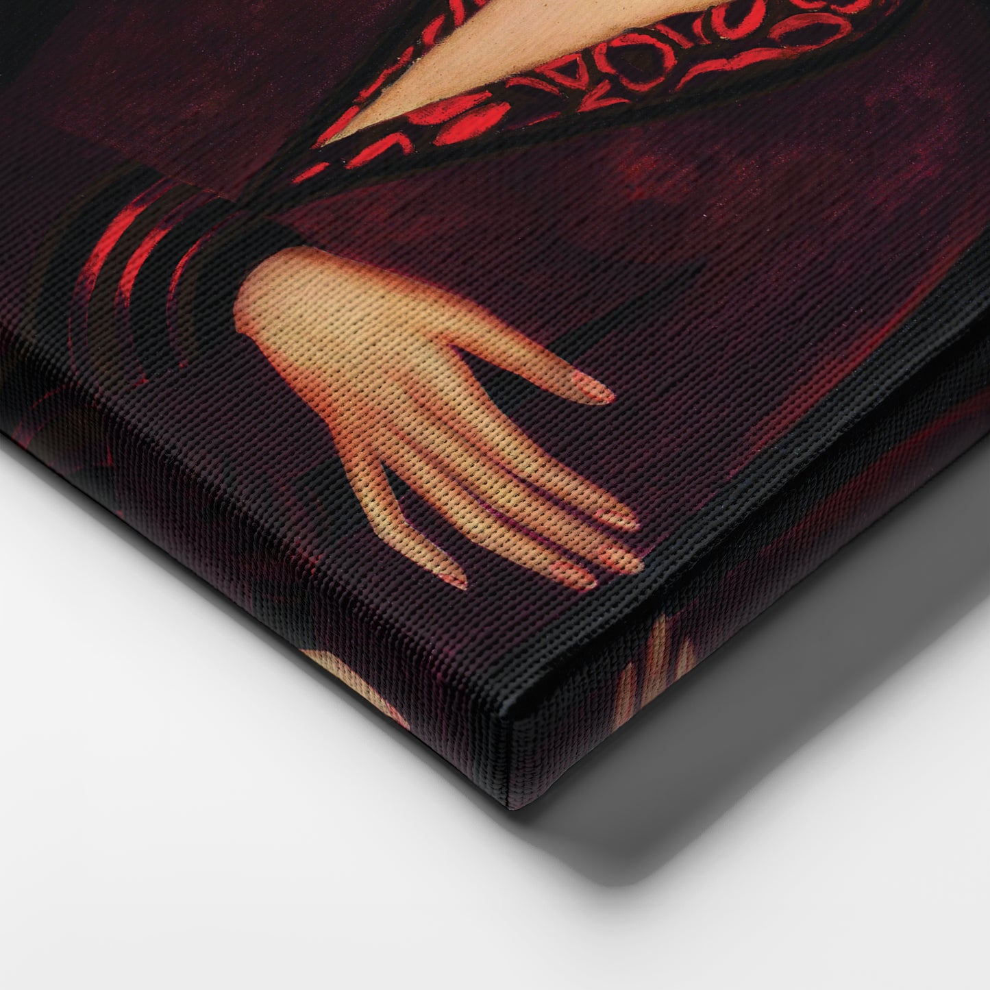 Frida Kahlo Red Dress Canvas Wall Art – Vibrant Painter's Portrait