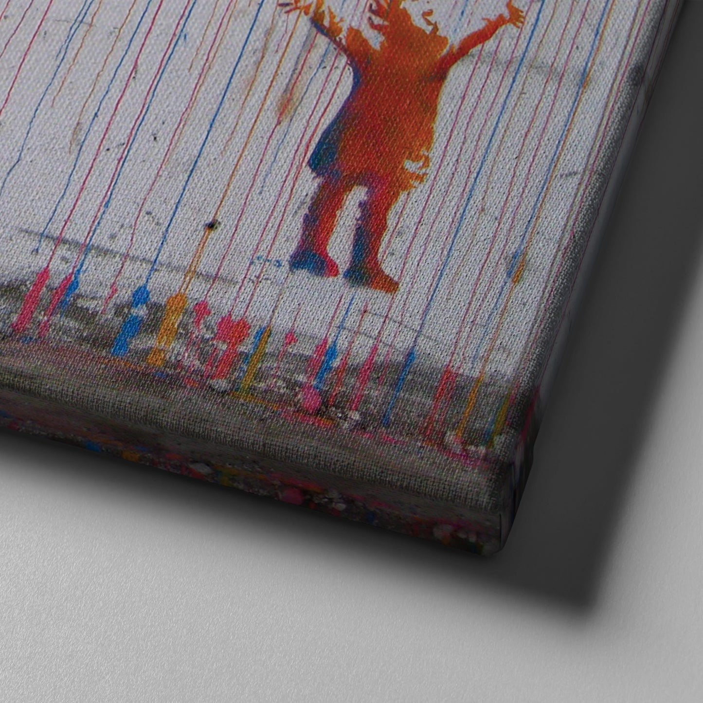 Banksy 'Raining Paint' Minimalist Canvas Print - Framed Wall Art