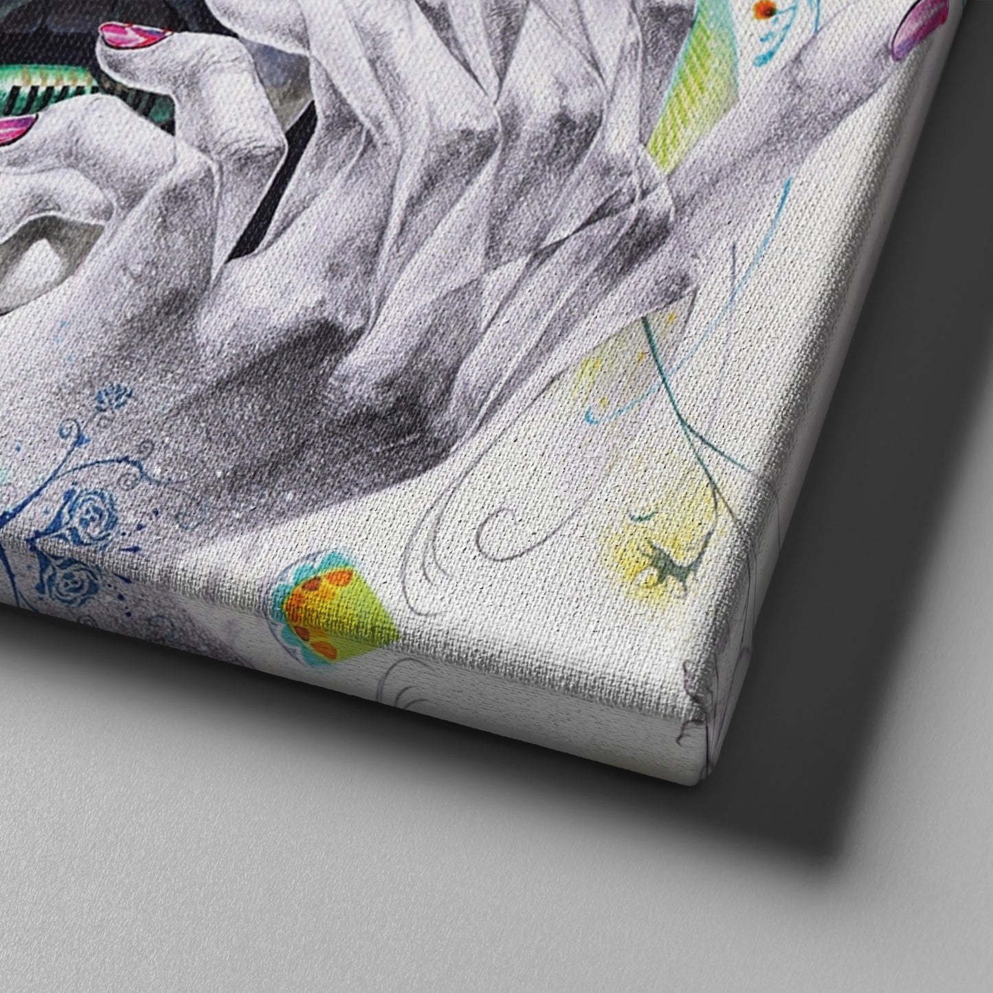 Abstract Painting of Girl with Flowers - Canvas Wall Art Decor