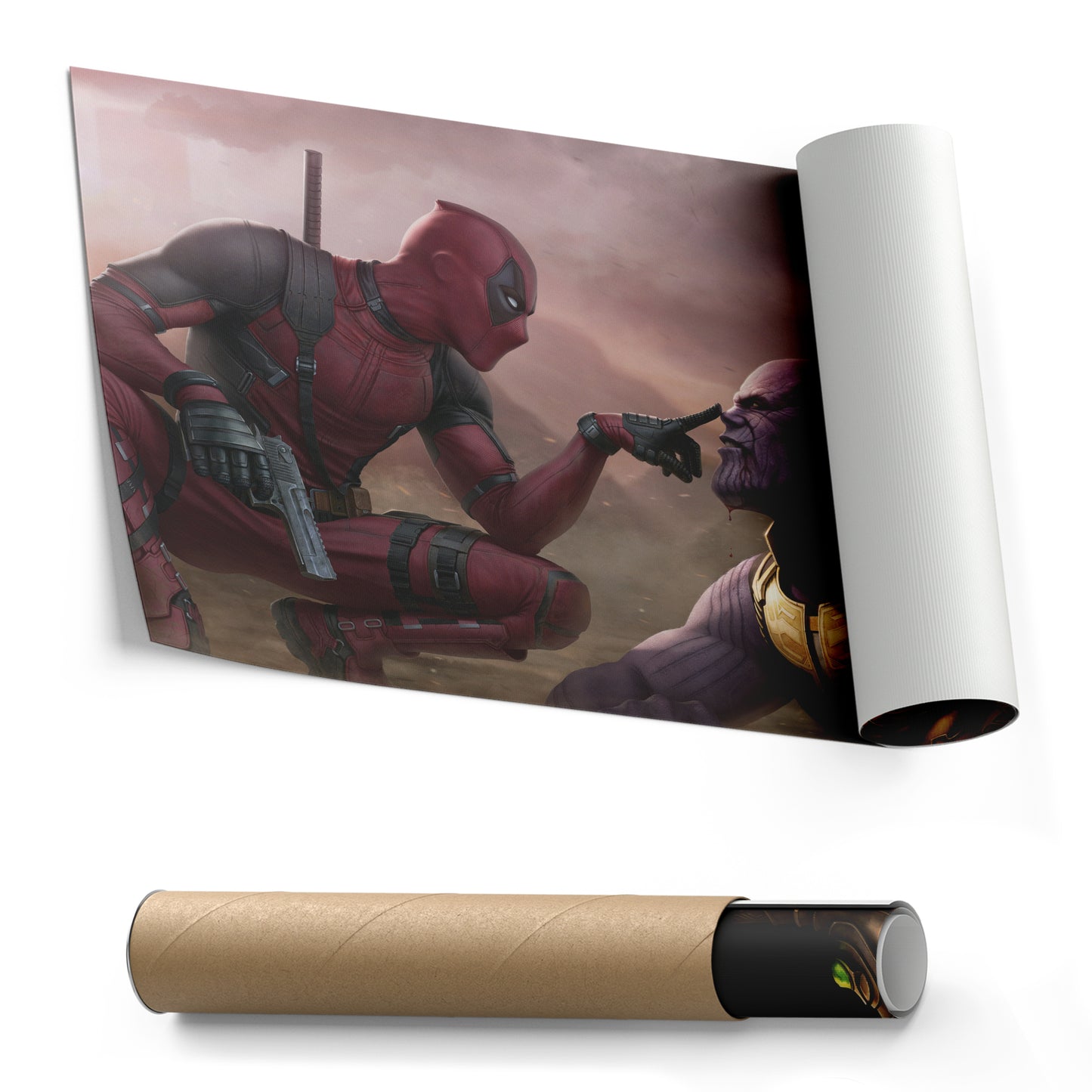 Funny Deadpool & Angry Thanos - Marvel Comics Canvas Wall Art Decor