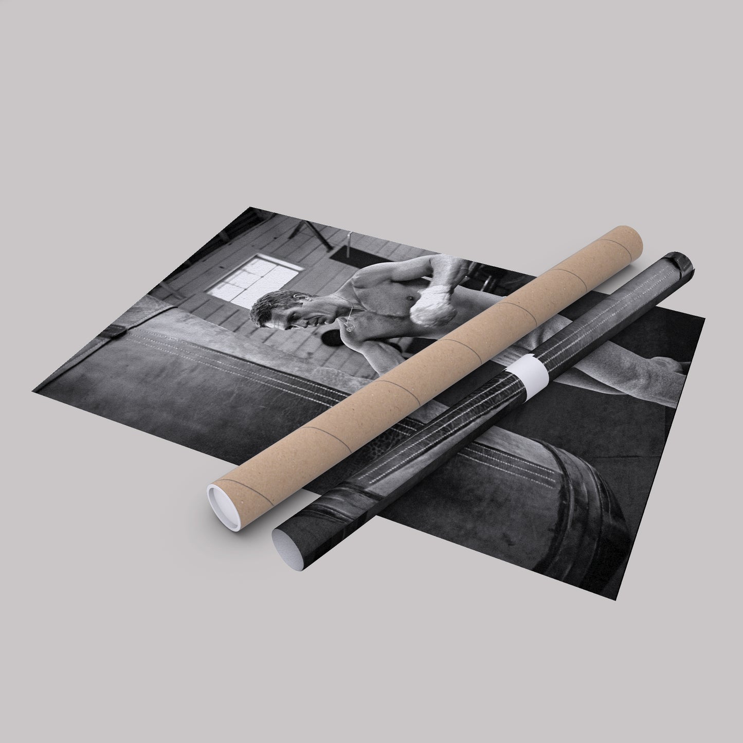 Steve McQueen Boxing Canvas Art – Black and White Training Moment Decor