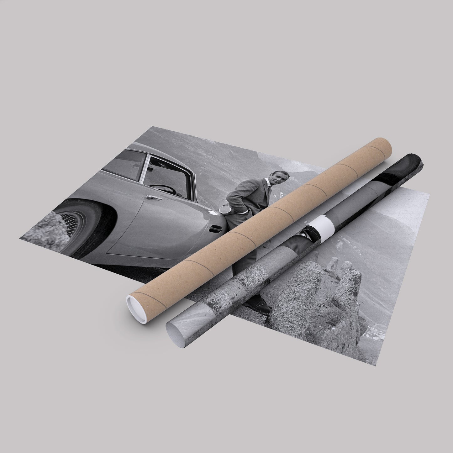 Sean Connery James Bond Aston Martin DB5 Canvas Art - Movie Wall Decor