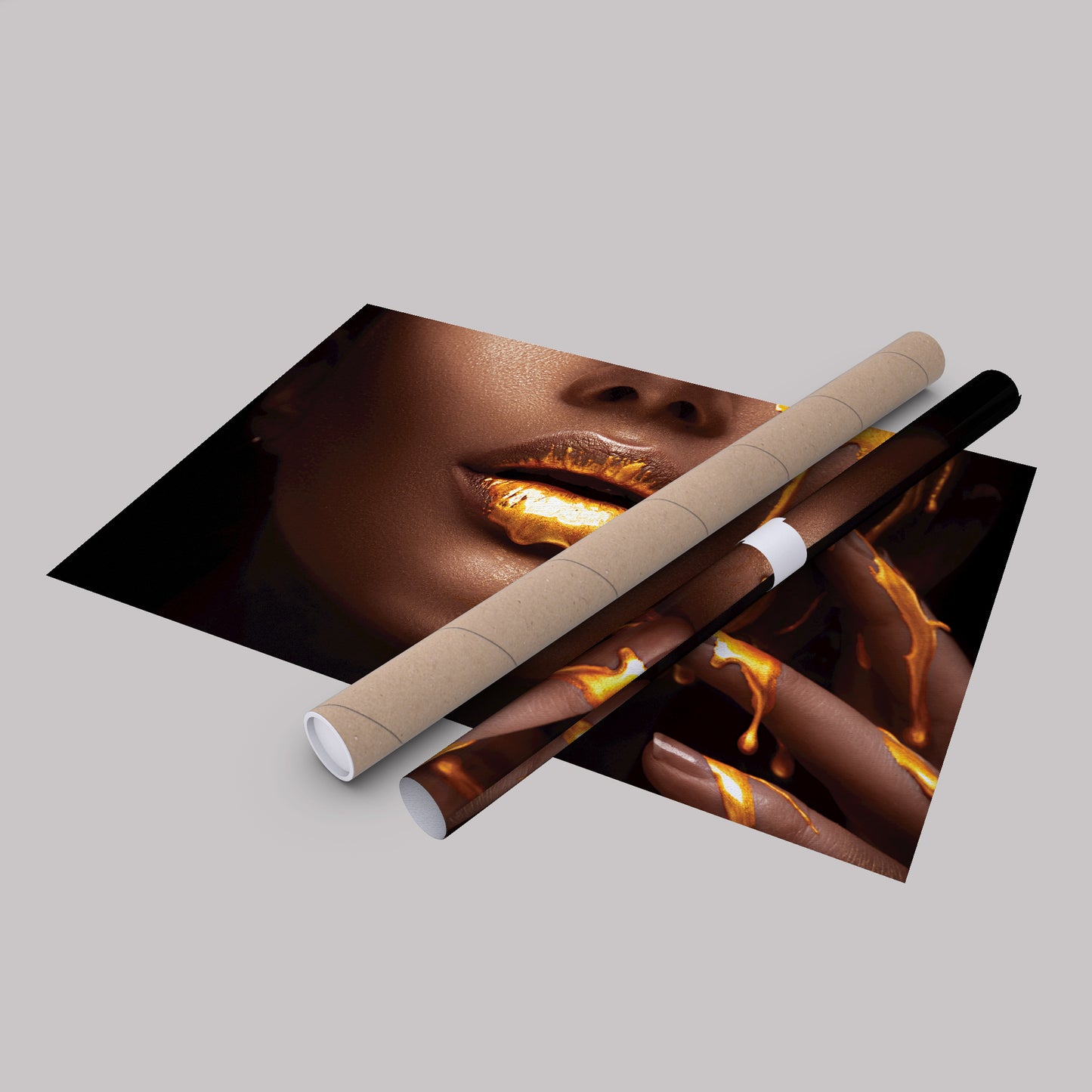 Dripping Gold Lips - Canvas Wall Art Decor