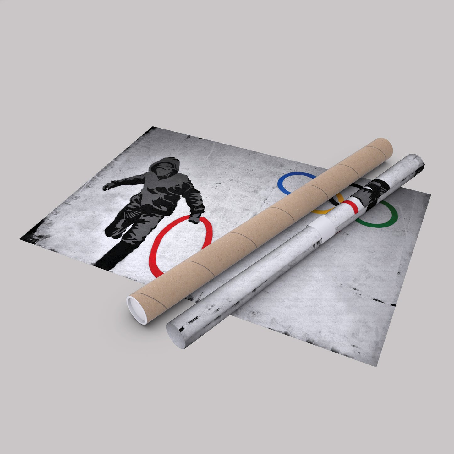 Banksy 'Olympic Ring' Canvas Print - Framed Wall Art