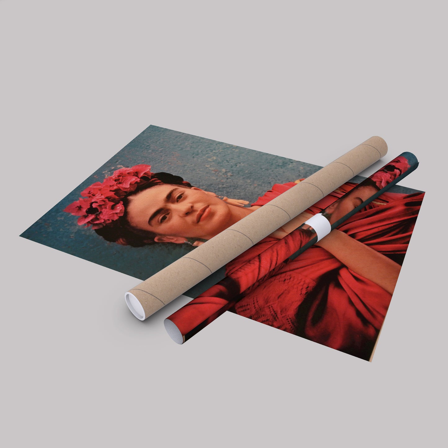 Frida Kahlo Red Dress Canvas Wall Art – Vibrant Painter's Portrait