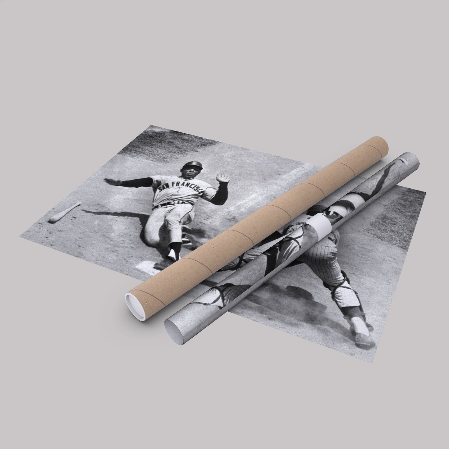 Willie Mays Sliding into Home Plate Canvas Art - MLB Baseball Wall Decor