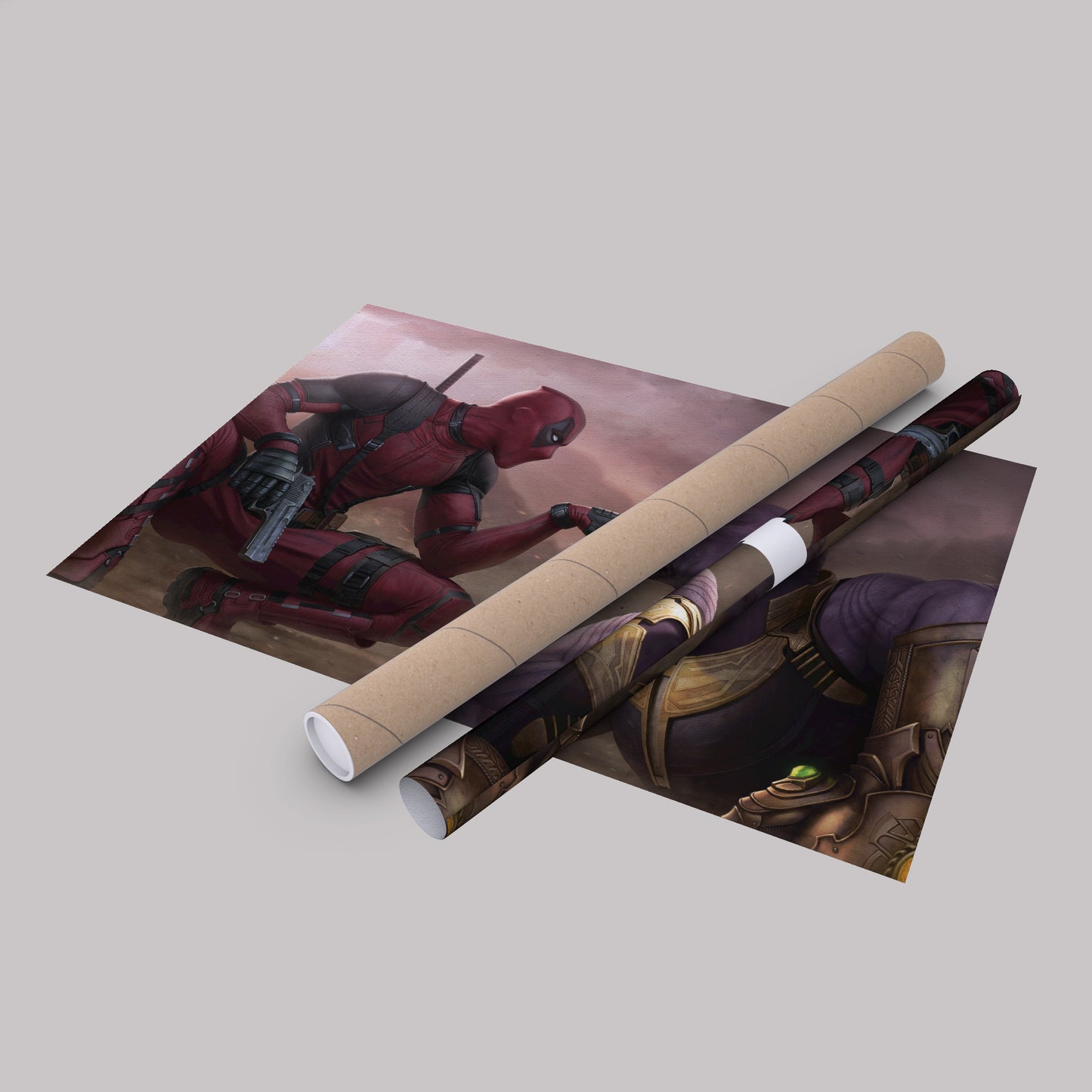 Funny Deadpool & Angry Thanos - Marvel Comics Canvas Wall Art Decor