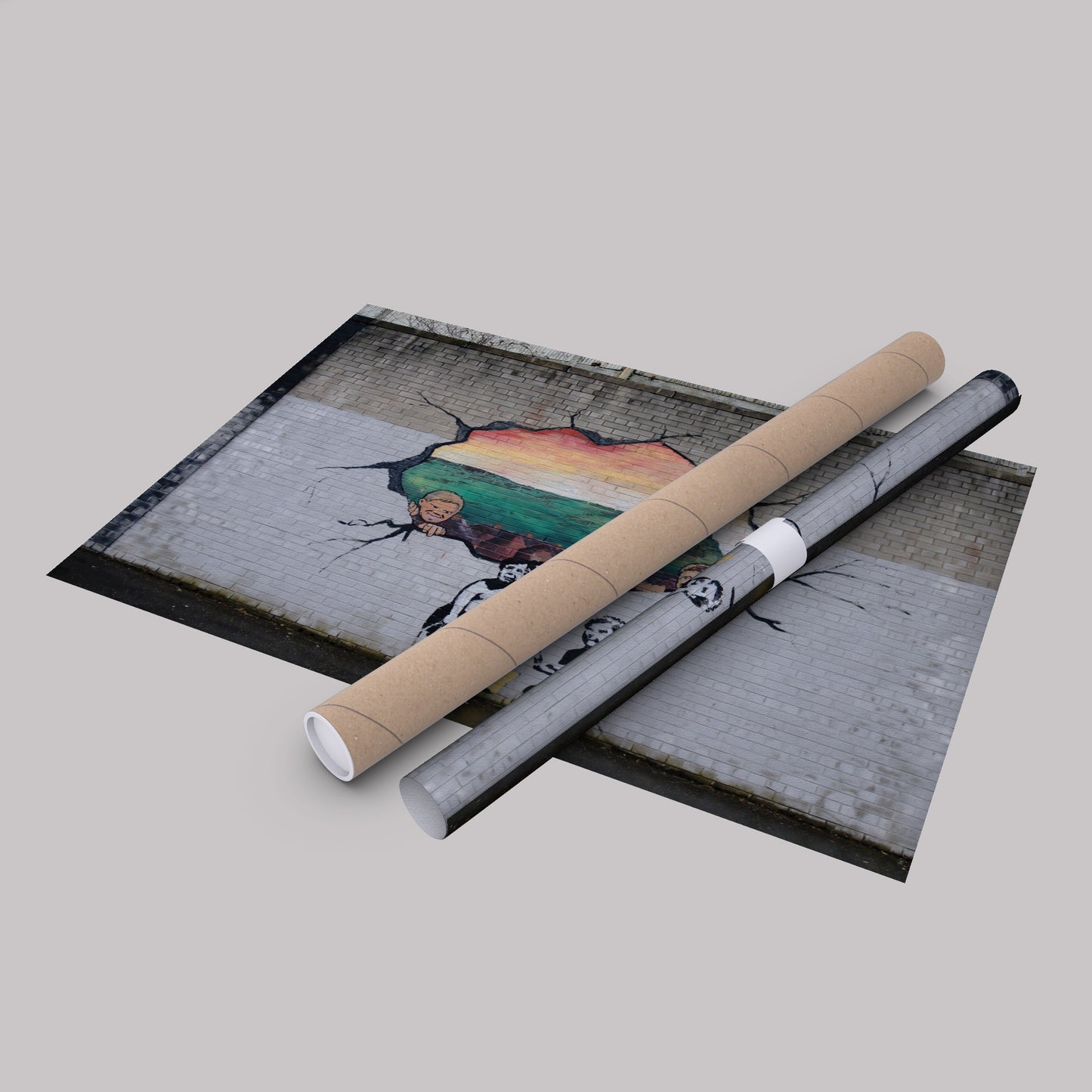 Banksy 'Graffiti Hole Wall' Canvas Print - Framed Wall Art