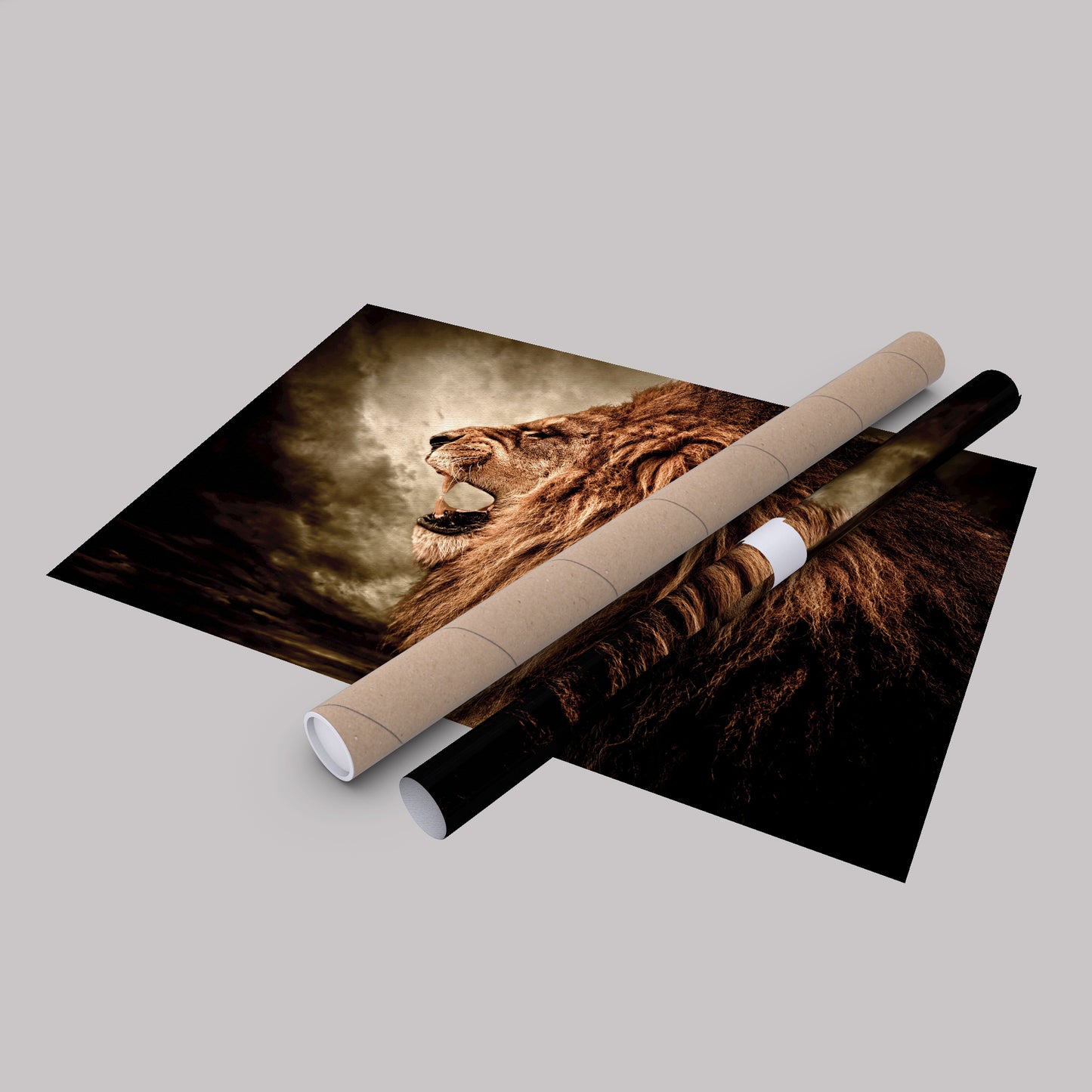 Roaring Lion Against Stormy Sky - Canvas Wall Art Decor