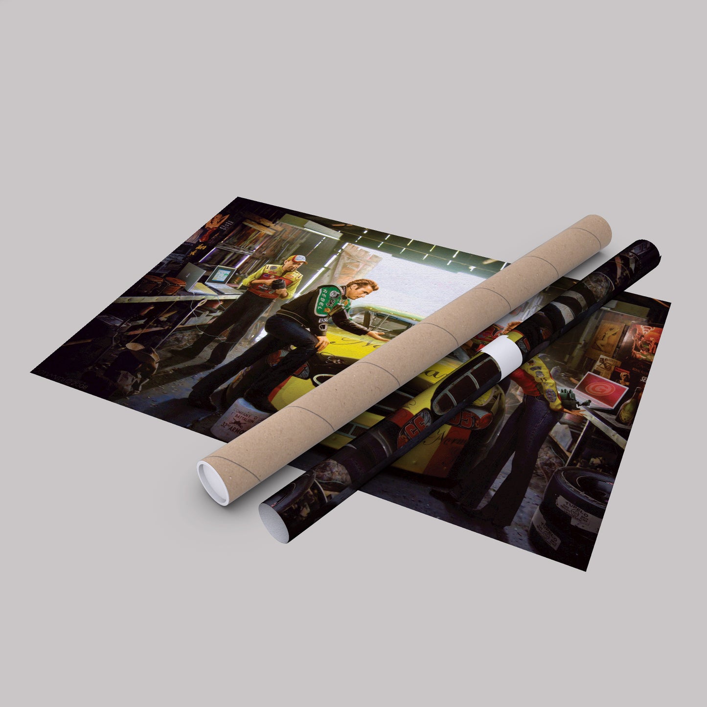 Marilyn Monroe, Elvis Presley & James Dean - Racing Car Canvas Wall Art Decor