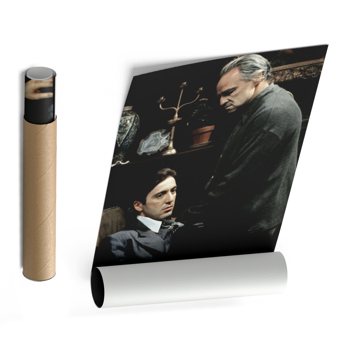 Godfather Marlon Brando and Al Pacino Canvas Wall Art – Mafia Movie Poster
