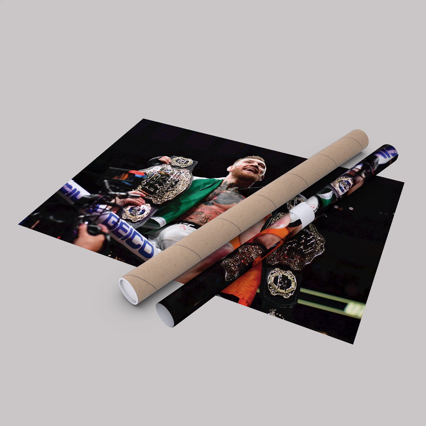 Conor McGregor Celebrating with Belts Canvas Wall Art Decor - UFC Victory Poster