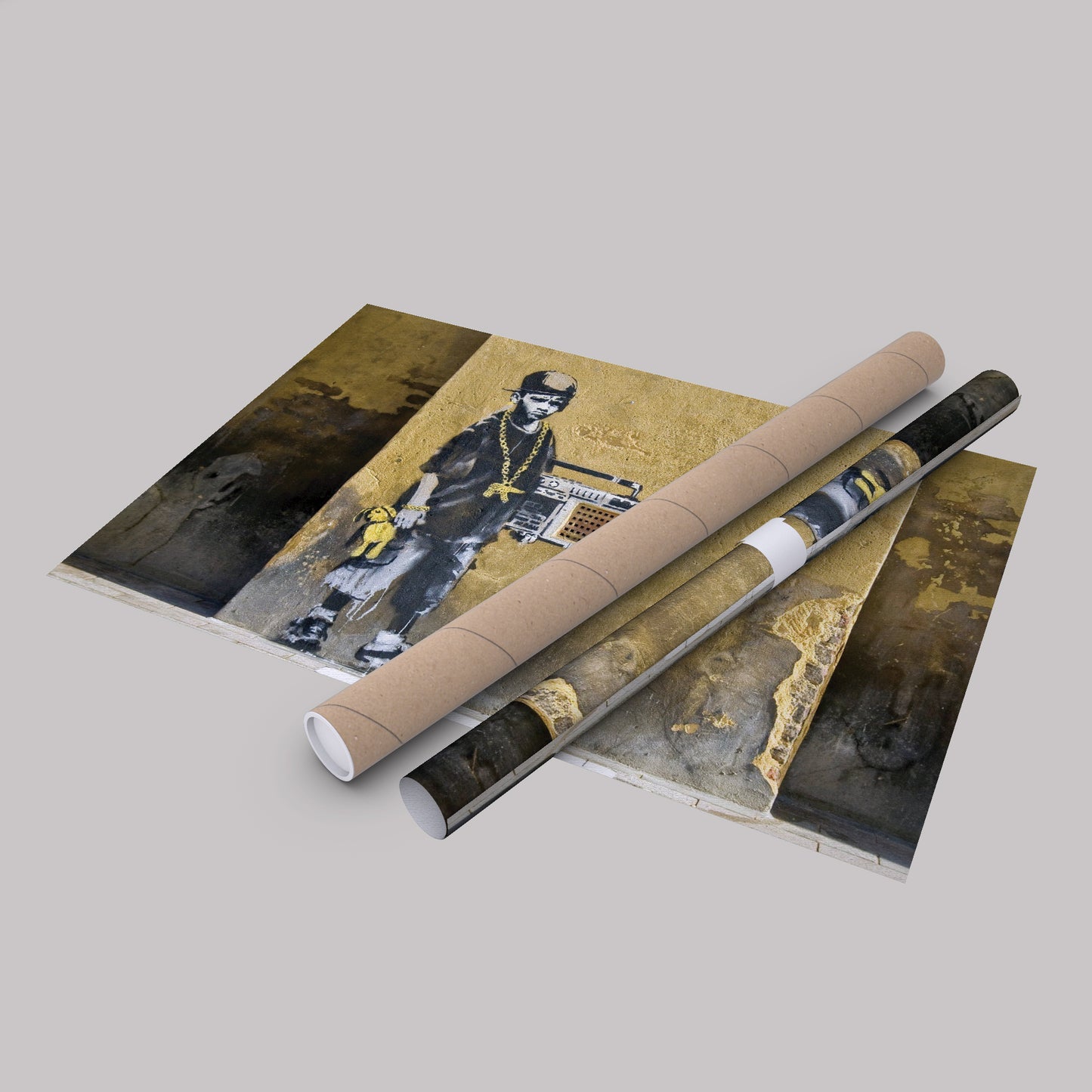 Banksy 'Children with Stereo' Canvas Print - Framed Wall