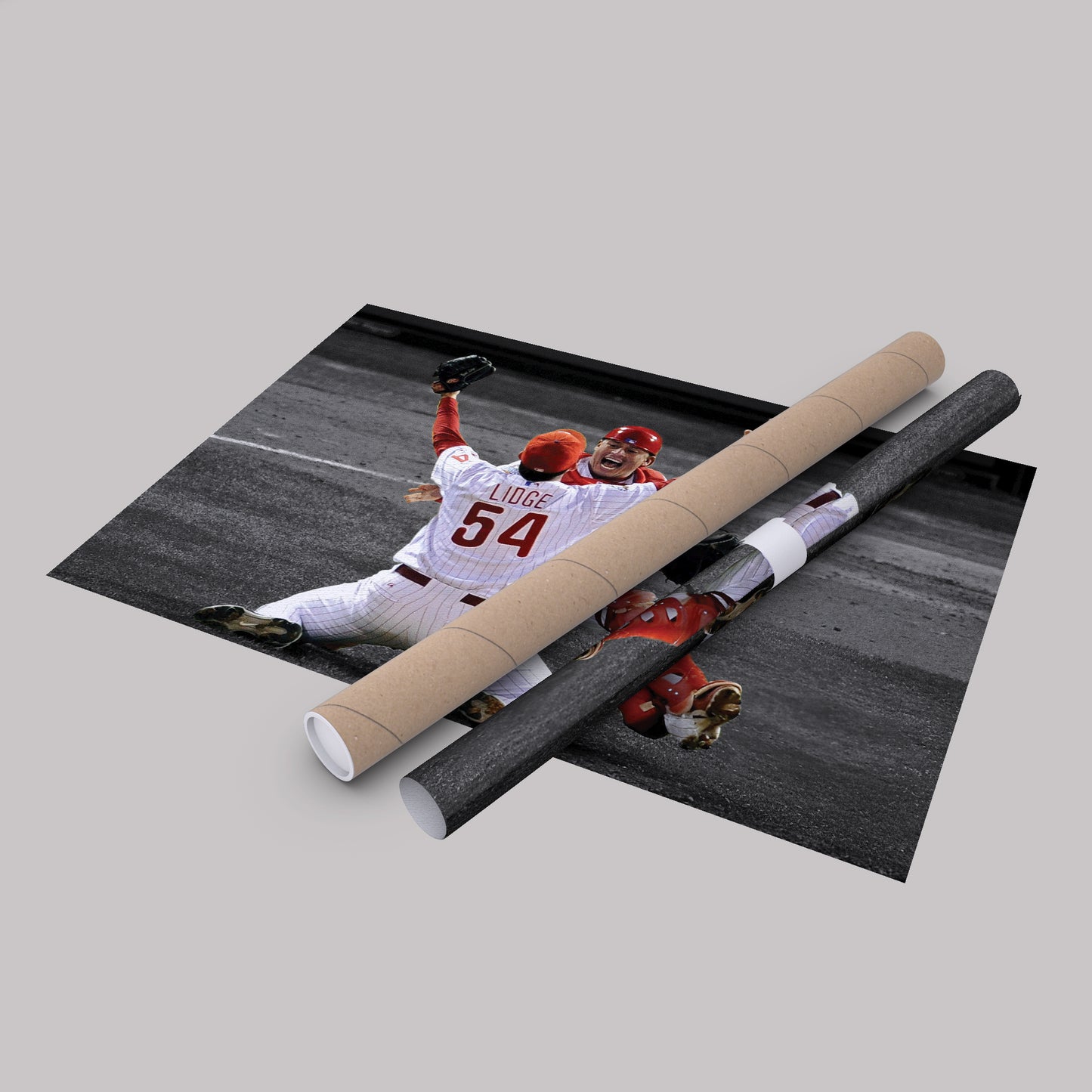 Brad Lidge & Carlos Ruiz Celebrate World Series Victory Canvas Wall Art Decor - MLB Sports Poster