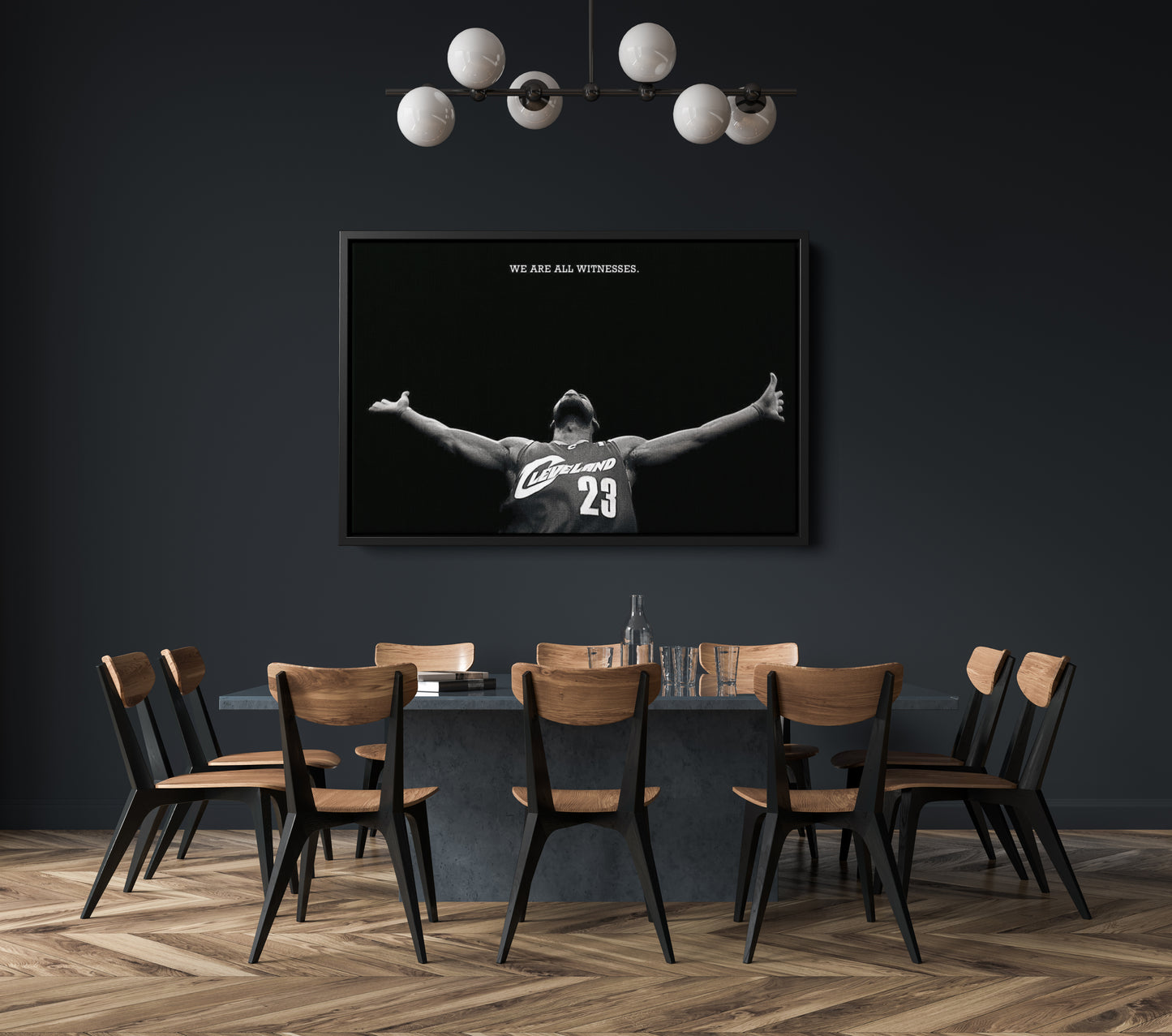 Lebron James Poster Basketball We are all witness Black and White Wall Art Home Decor Hand Made Canvas Print