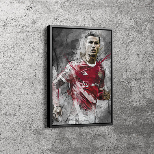 Cristiano Ronaldo Splash Art Poster Manchester United Canvas Poster Wall Art Print Home Decor Framed Art