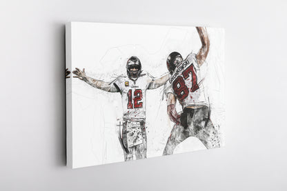 Tom Brady Rob Gronkowski Poster Football Tampa Bay Buccaneers Painting Canvas Poster Wall Art Print Home Decor Framed Art