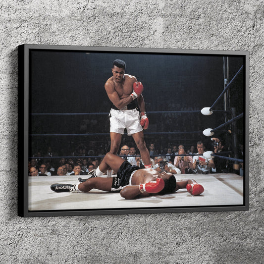 Muhammed Ali and Sonny Liston Poster Knock Down Canvas Wall Art Home Decor Framed Art