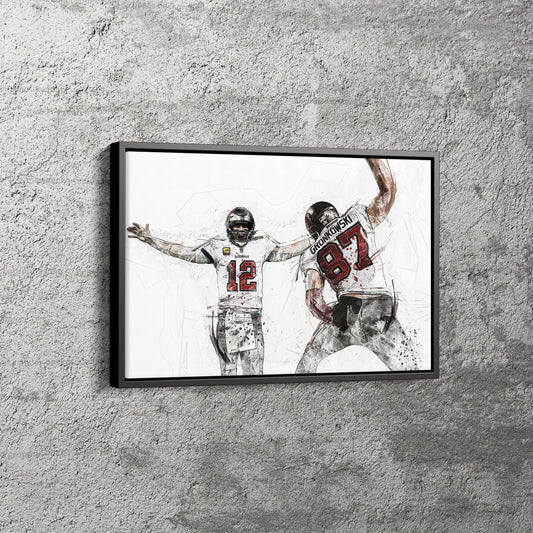 Tom Brady Rob Gronkowski Poster Football Tampa Bay Buccaneers Painting Canvas Poster Wall Art Print Home Decor Framed Art