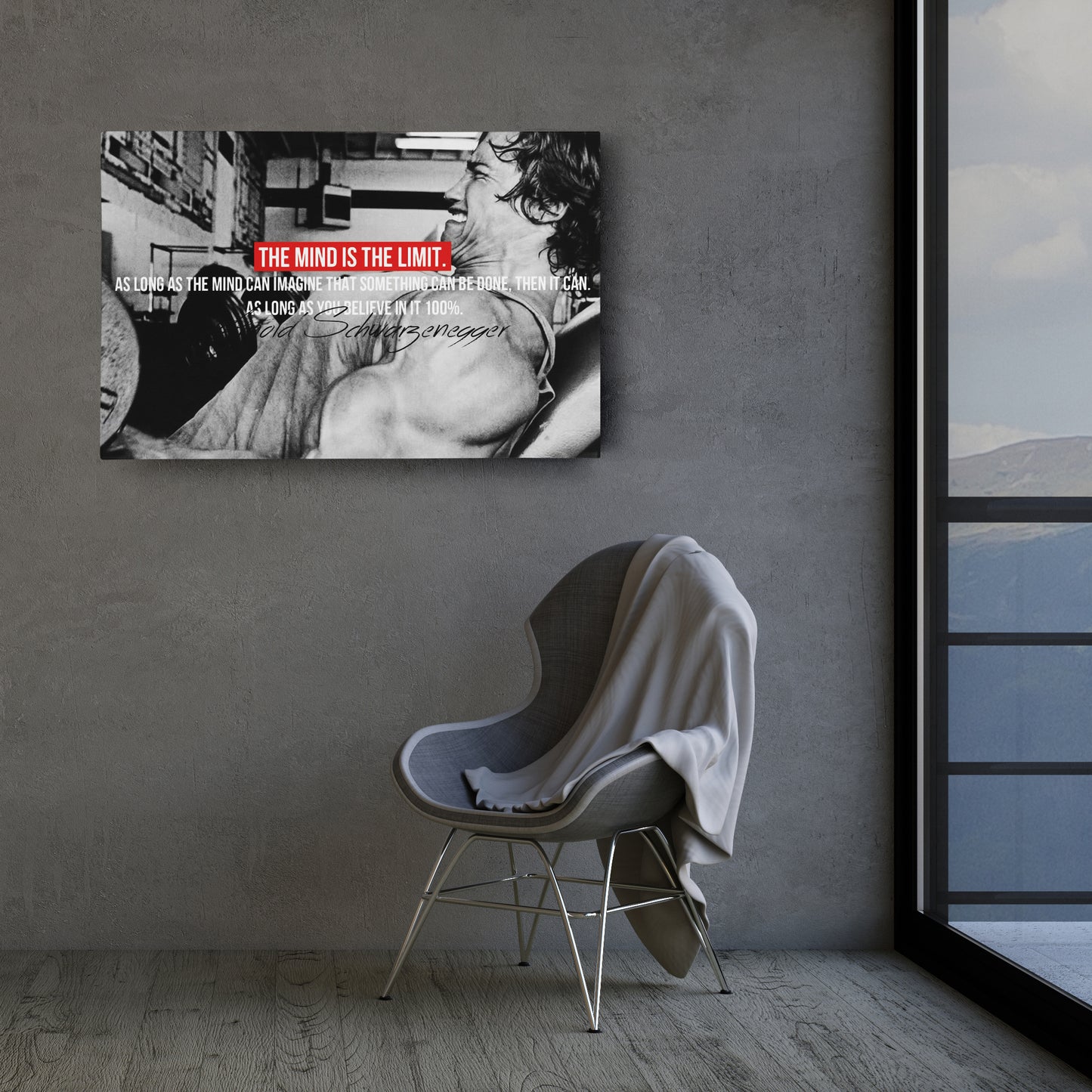 Arnold Schwarzenegger Motivational Quote Canvas Print – Wall Art for Home Office & Fitness Decor