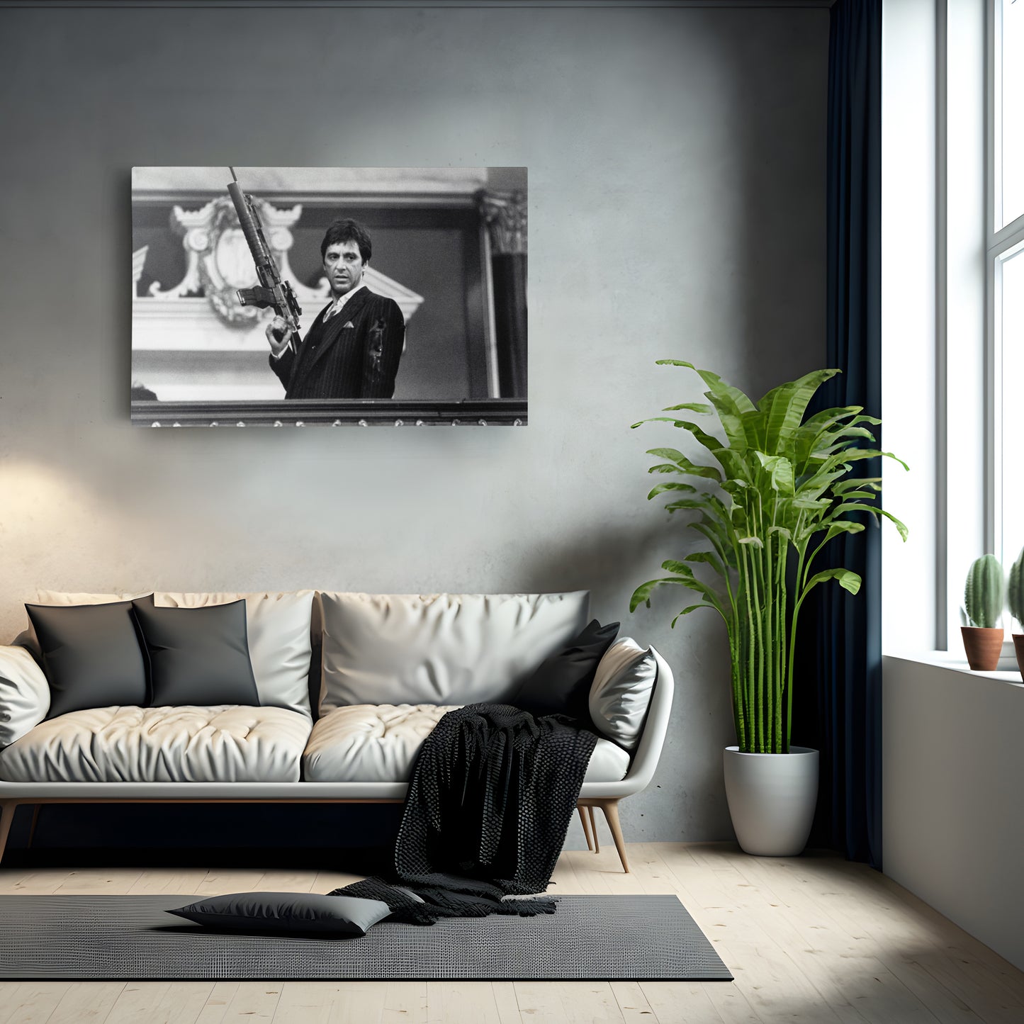 Scarface Poster – Al Pacino with Gun Canvas Print Wall Art Home Decor