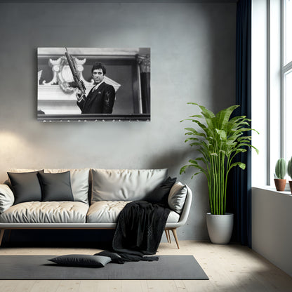 Scarface Poster – Al Pacino with Gun Canvas Print Wall Art Home Decor