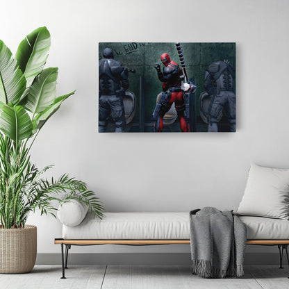 Deadpool Poster - Bathroom Break Funny Canvas Wall Art Decor