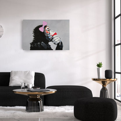 Banksy 'Female Monkey' Canvas Print - Framed Wall Art