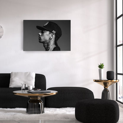 Nipsey Hussle Black and White Canvas Wall Art – Music Legend Home Decor